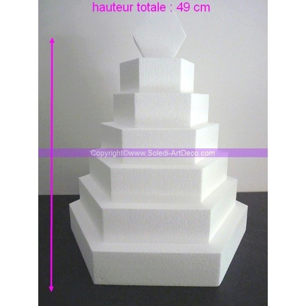 Pièce montée Hexagonal en polystyrène, 49 cm, 7 étages de 7cm chacun, St - Photo n°1