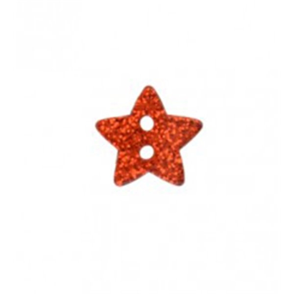 Lot de 6 boutons étoile paillettée rouge 11mm - Photo n°1