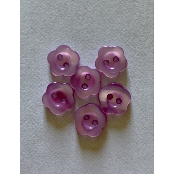 Lot de 6 boutons en forme de Violette couleur Rose Bonbon - Photo n°1