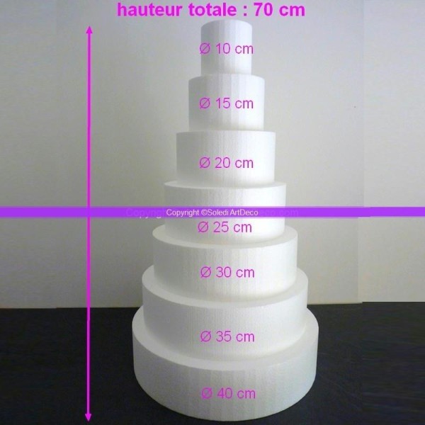 Pièce montée Wedding Cake en Polystyrène haute densité, 70 cm - Photo n°1