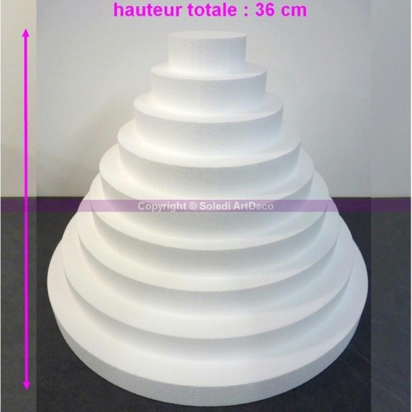 Pièce montée XL haut. 36 cm, base 50 cm, polystyrène pro haute densité 2 - Photo n°1