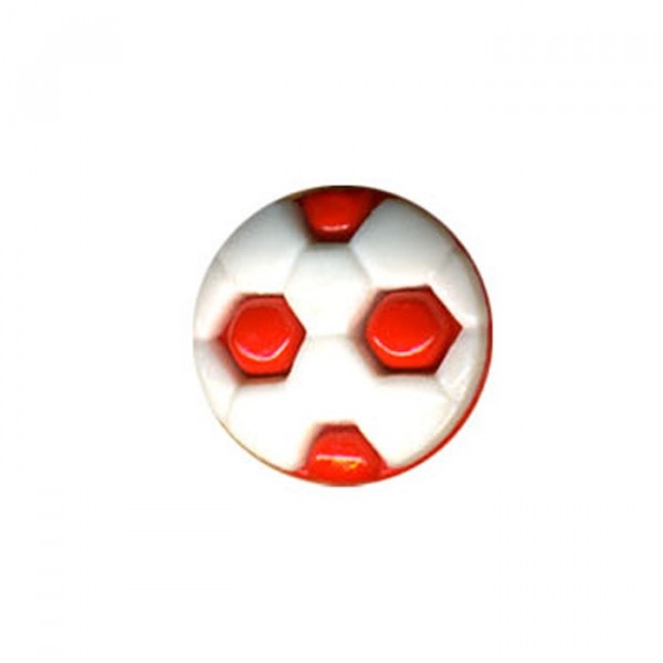 Lot de 6 boutons en forme de ballon de Foot couleur Rouge - Photo n°1