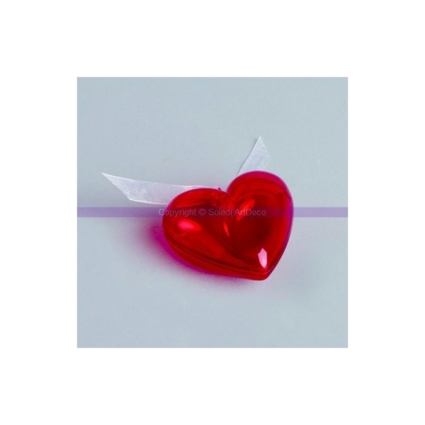 Coeur de 6,5 cm en plastique rouge, séparable, Contenant sécable - Photo n°1