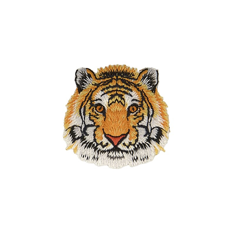 Ecusson Thermocollant Tête de Tigre avec Dorures 4,50 x 5 cm REF 3728 