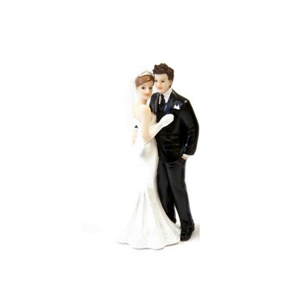 Couple de mariés en résine, hauteur 11 cm, figurines pièce montée - Photo n°1