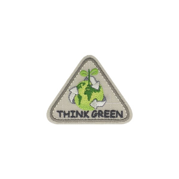 Ecusson thermocollant triangle THINK GREEN gris 4x6cm - Photo n°1