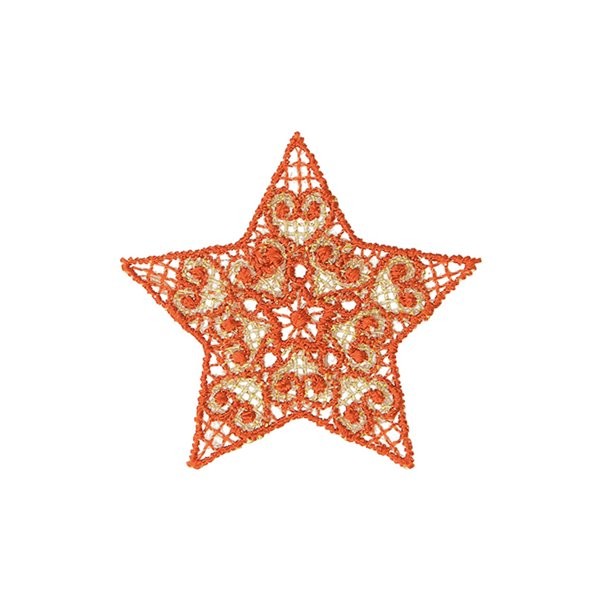 Ecusson thermocollant étoile brodée orange/beige 4x4cm - Photo n°1