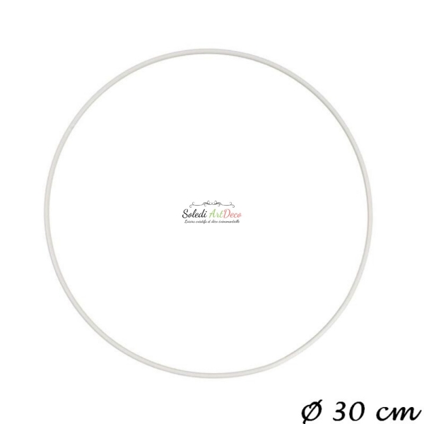Cercle métallique blanc diam. 30 cm pour abat-jour, Anneau pour attrape rêves - Photo n°1