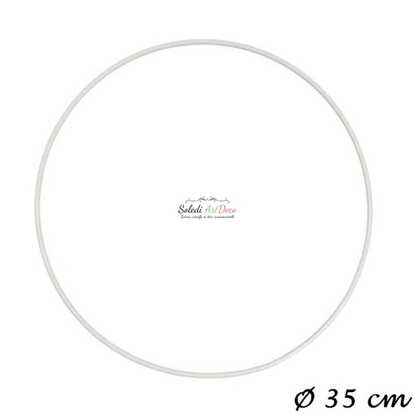 Cercle métallique blanc diam. 35 cm pour abat-jour, Anneau pour attrape rêves - Photo n°1