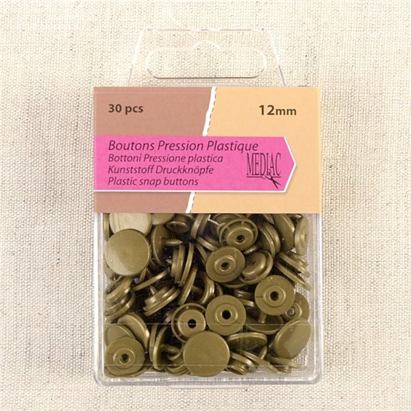Lot de 30 boutons  pression 100% plastique couleur bronze - Photo n°1