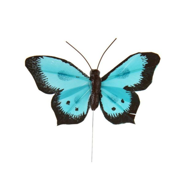 Papillon bicolore sur tige turquoise x6 - Photo n°1