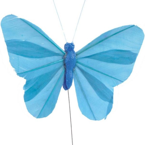 Papillon uni sur tige turquoise x6 - Photo n°1