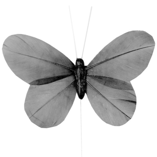 Papillon uni sur tige noir x6 - Photo n°1