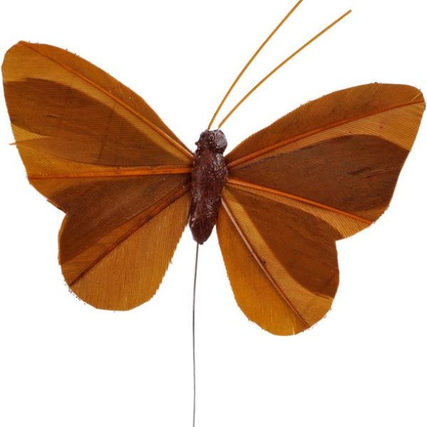 Papillon uni sur tige chocolat x6 - Photo n°1