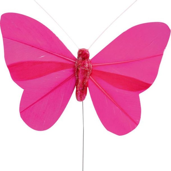 Papillon uni sur tige fuschia x6 - Photo n°1