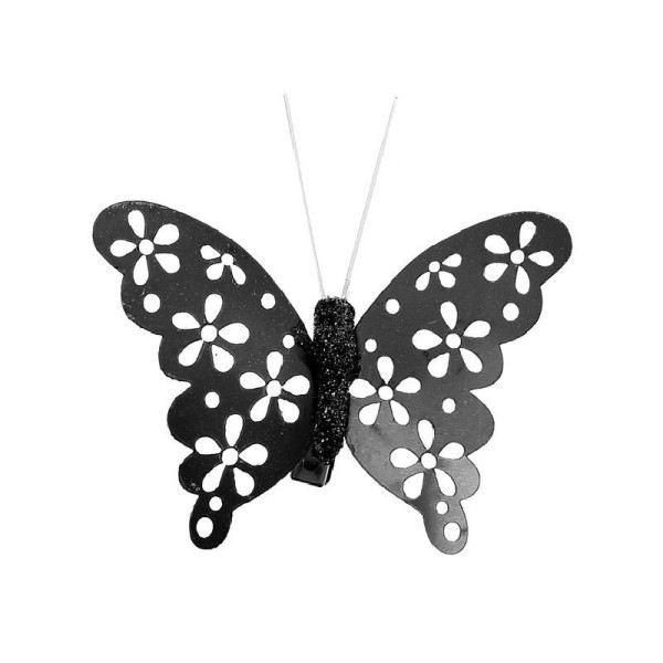 Pince papillon métallisée noire x4 - Photo n°1