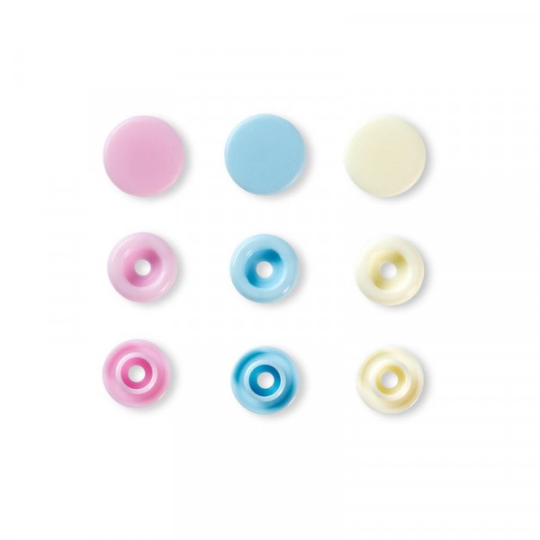 Boutons pression ColorSnap - Rond - 12,4 mm - Rose/Bleu clair/Perle - 30 pcs - Photo n°2