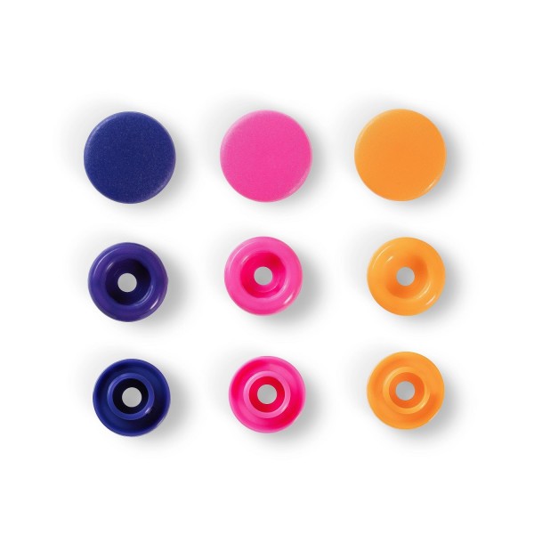 Boutons pression ColorSnap - Rond - 12,4 mm - Orange/Rose vif/Violet  - 30 pcs - Photo n°2