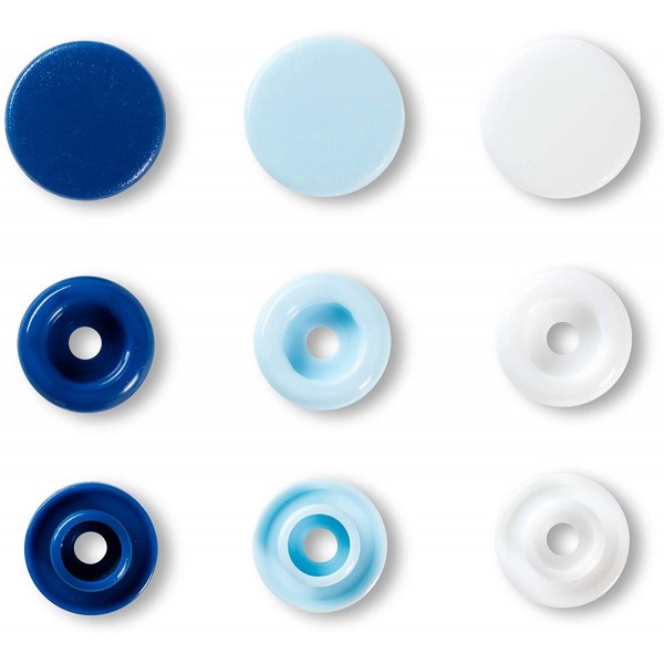 Prym Love Boutons pression plastique 12mm bleu/blanc/bleu clair - Photo n°3
