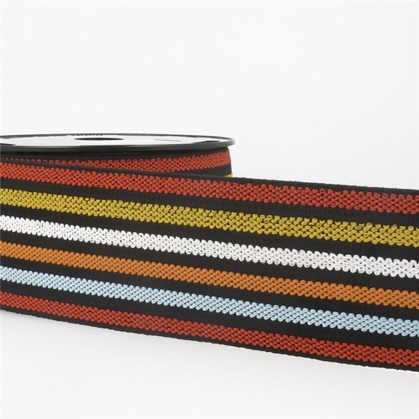 Bobine 10m Elastique ceinture stripes/rayures Multicolore - Photo n°1
