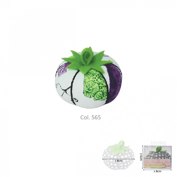 Tomates porte épingles imprimé vert et violet - Photo n°1