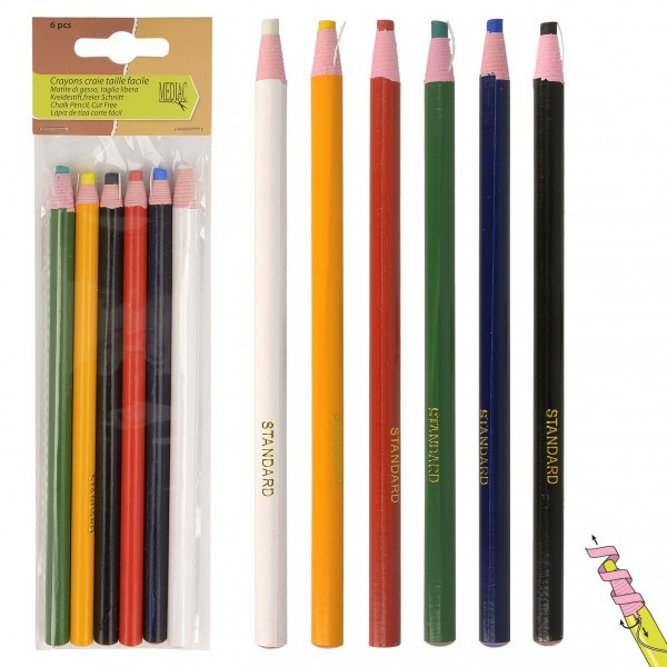 Lot de 6 crayons craie taille facile - Photo n°1