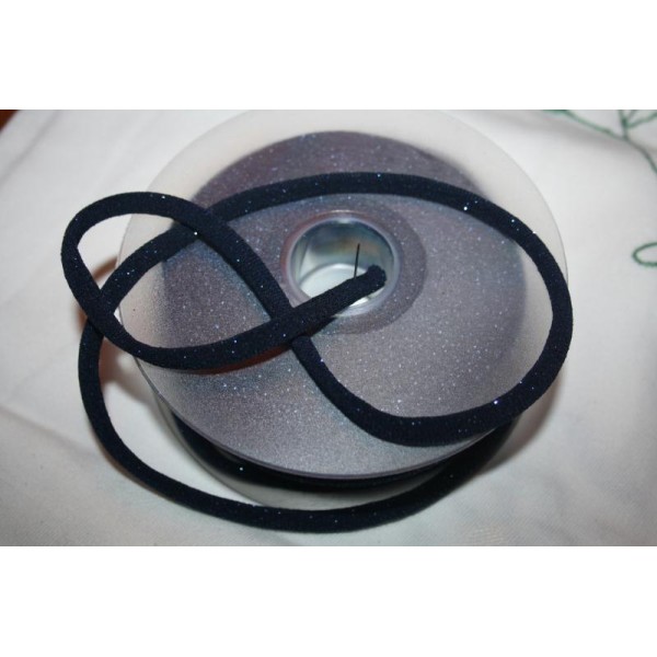 1 M de cordon, tube de Glitter en polyester elastique 5 mm marine éléctrique - Photo n°1