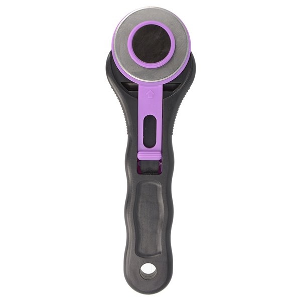 Cutter rotatif violet/noir 17x5cm avec cran de sécurité - Photo n°1
