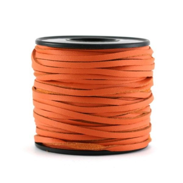 1 M mètre de cuir et suédine (daim artificiel) 3 mm orange - Photo n°1