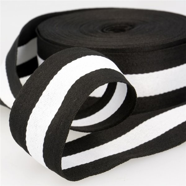 Film 25m galon stripes  40mm Noir/Blanc - Photo n°1