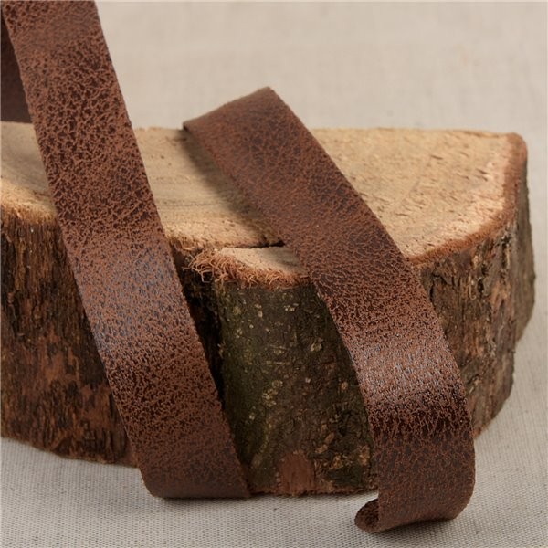 Bobine 20m biais simili cuir vieilli 20mm Marron Chocolat - Photo n°1