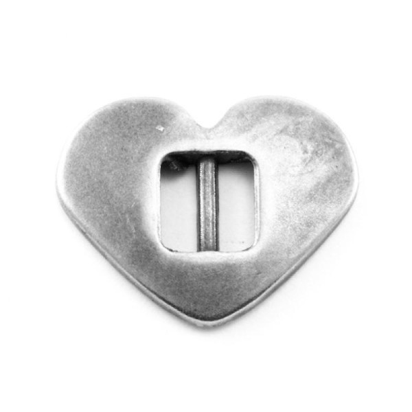 1 Passant perle coeur en métal argenté 20x1§xH6.4mm - Photo n°1