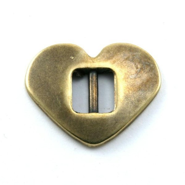 1 Passant perle coeur en métal bronze 21x20xH6.4mm - Photo n°1