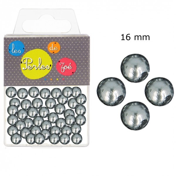Perles rondes grise foncé 16mm - boite de 9 perles - Photo n°1