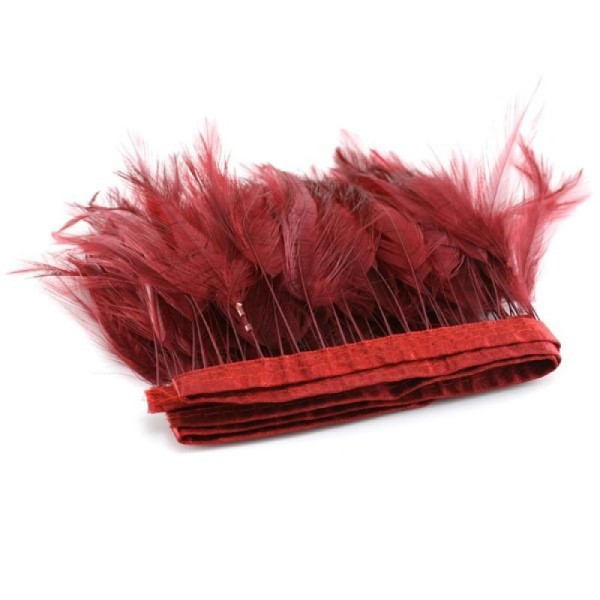 10 CM FRANGE de  poule plumes véritable  de couleur rouge 150 mm qualité doux léger tendance - Photo n°1