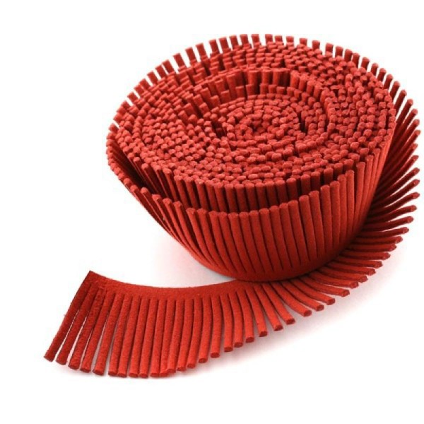 10 CM FRANGE de daim artificiel  (suédine) de couleur rouge 28 mm qualité doux - Photo n°1