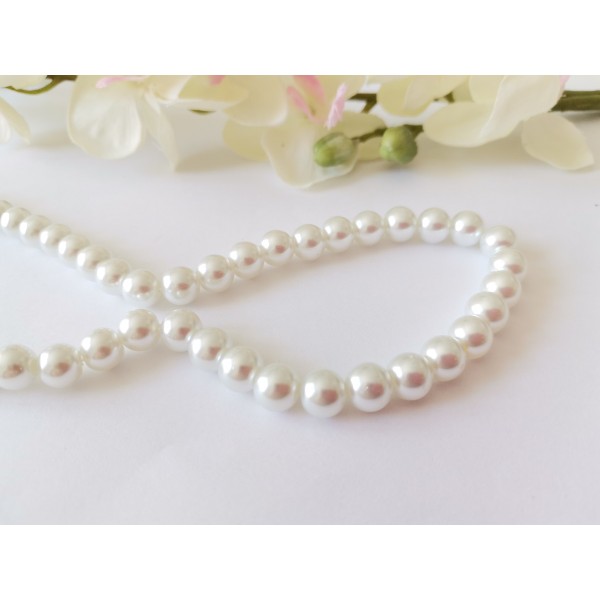 Perles en verre nacré 8 mm blanche x 20 - Photo n°2