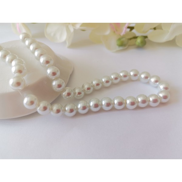 Perles en verre nacré 8 mm blanche x 20 - Photo n°1