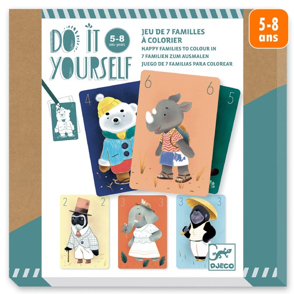 Kit Créatif Djeco - Do it Yourself Le jeu des 7 familles à colorier - Photo n°1