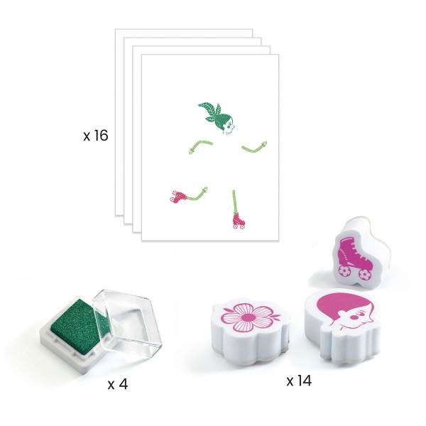 Kit Créatif Djeco - Mix & Match Tampons - Flower Girls - Photo n°3