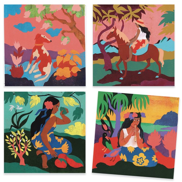 Kit créatif Djeco - Cartes à peindre - La Polynésie - 4 pcs - Photo n°2
