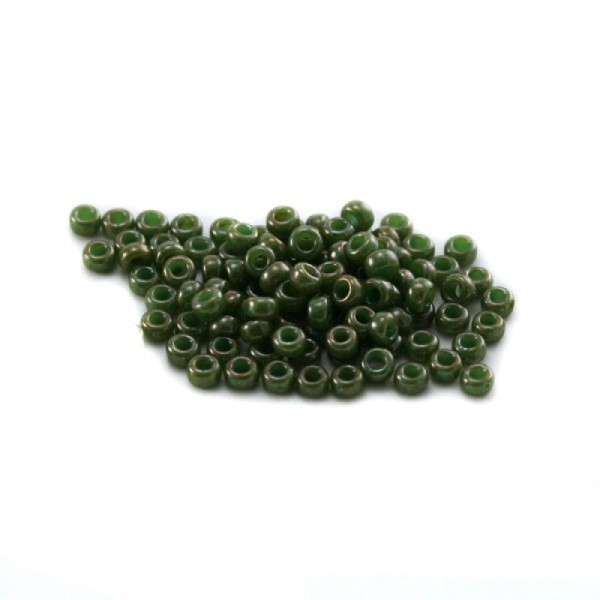 10 G (+/- 875 perles) rocaille miyuki 11/0 n°2535 kaki lustré (vert moyen, olive) - Photo n°1