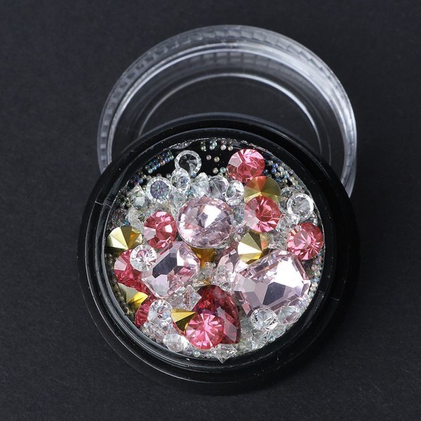 1 boîte cristal de mélange Blanc Rose Or Argent Rivoli facettes strass 3d Nail Art Résine Artisanat - Photo n°2