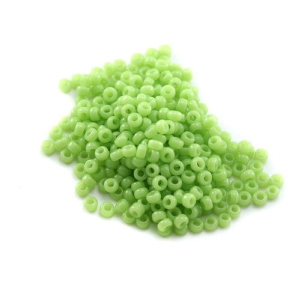 10 G (+/- 875 perles) rocaille miyuki 11/0 n°416  vert (clair) pomme  opaque - Photo n°1