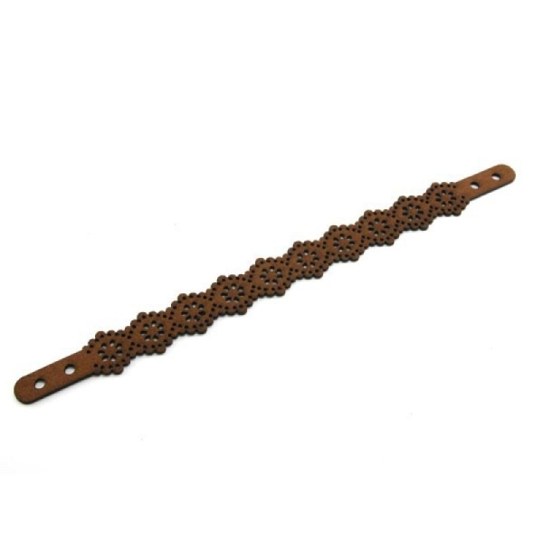 18 CM de suédine effet daim plat brun marron brun  dentelle fleur daim synthétique bracelet - Photo n°1