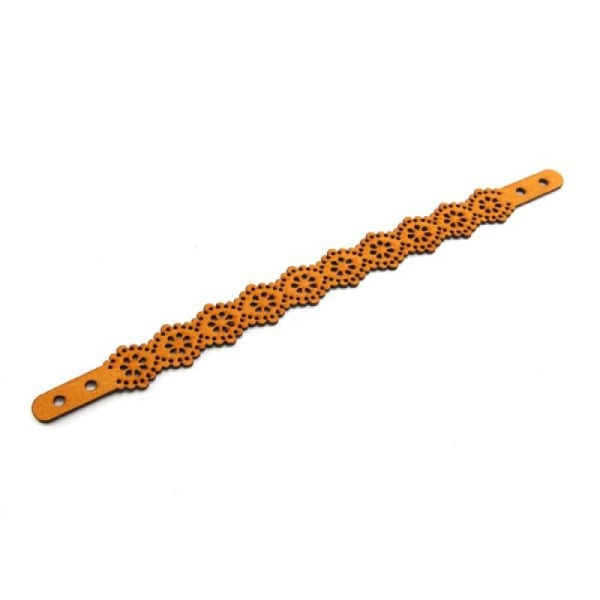 18 CM de suédine effet daim plat orange  dentelle fleur daim synthétique bracelet - Photo n°1