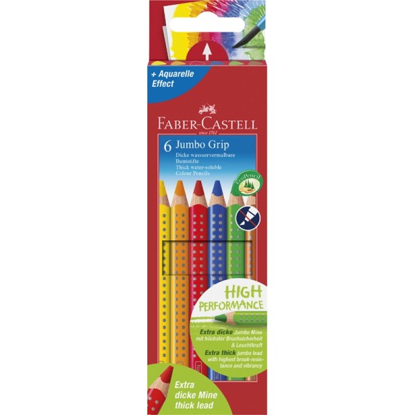 Crayons de couleur JUMBO GRIP, étui en carton de 6 - Photo n°1