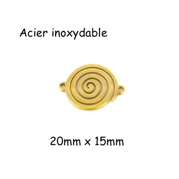2 Perles Connecteur Spirale En Acier Inoxydable Doré - Photo n°1