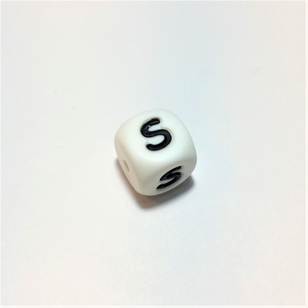 Perles Silicone Lettre Alphabet 12mm Blanc Lettre 