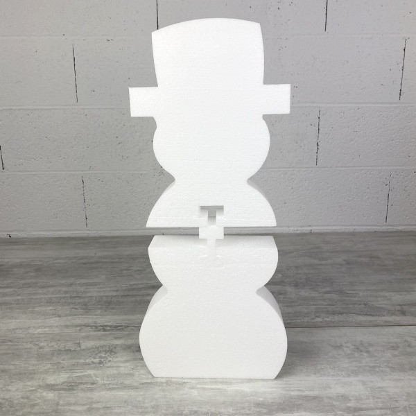 Bonhomme de neige en polystyrène blanc, 50 cm de haut, 2 parties à assembler et décorer - Photo n°3